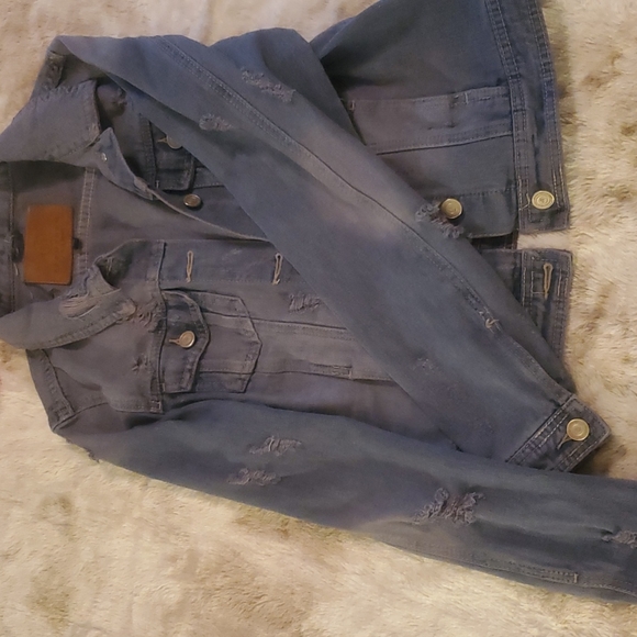 Jean denim distressed jacket - Picture 2 of 3